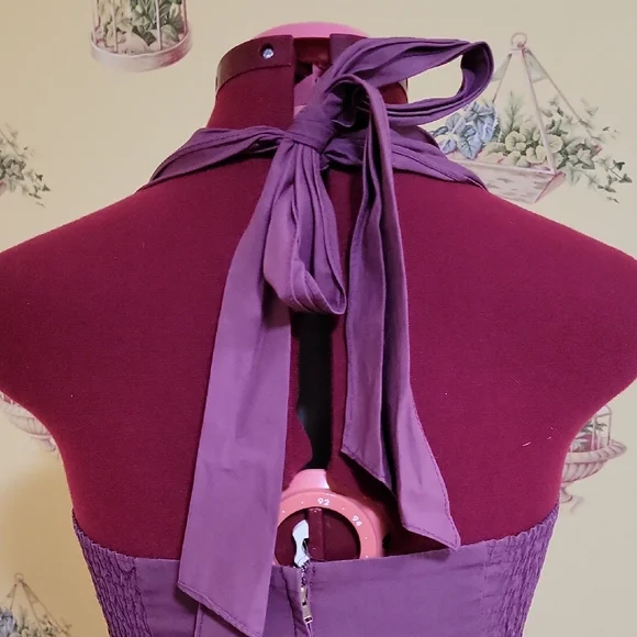 Unique Vintage Purple Halter Midi Dress for Night Out - Picture 5 of 8